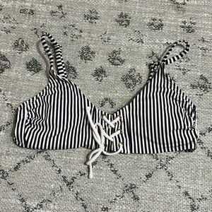 Medium Striped Swimsuit Top with Lace Tie Detail